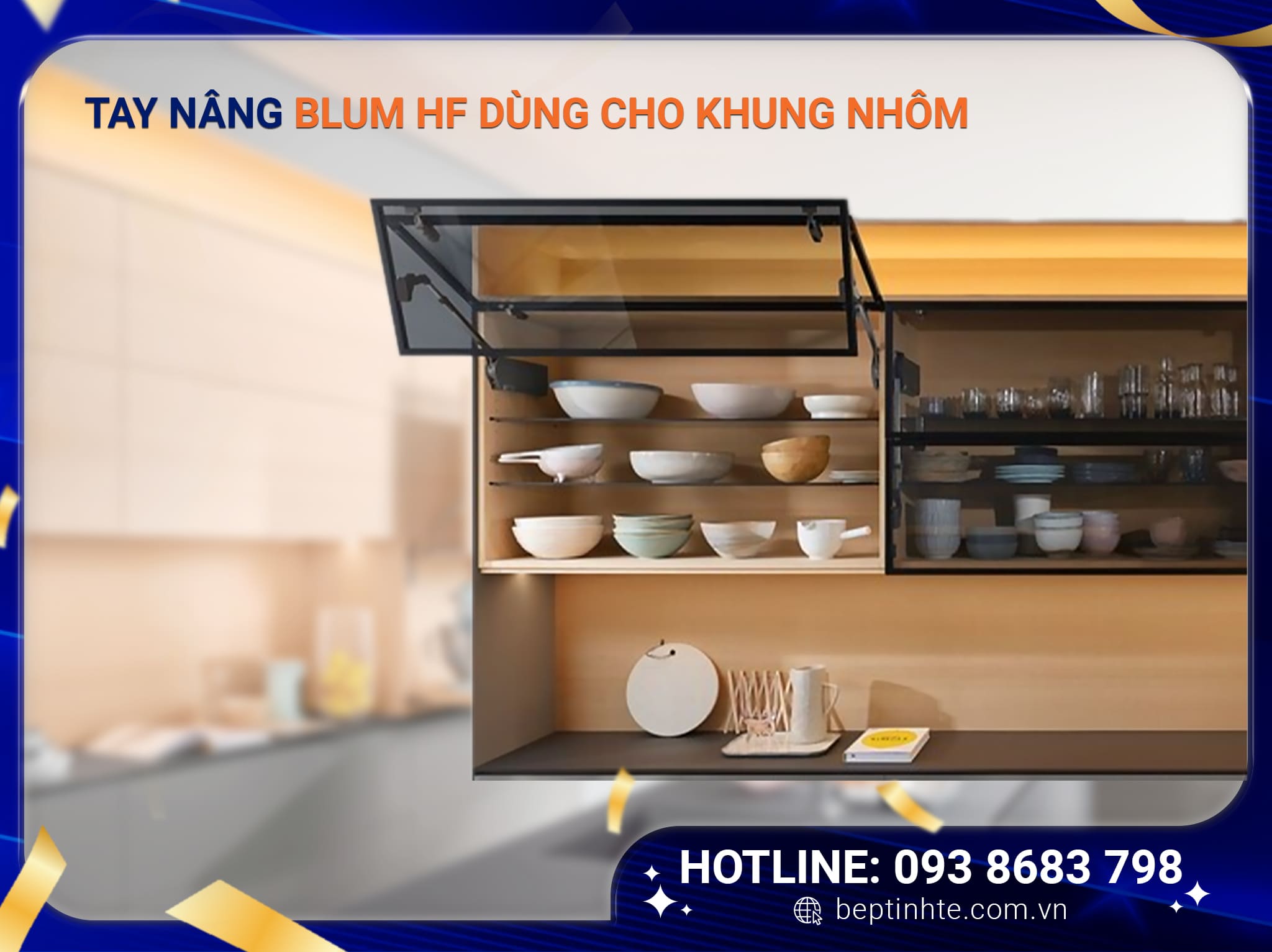 Trọn bộ tay nâng đôi Blum HF dùng cho khung nhôm