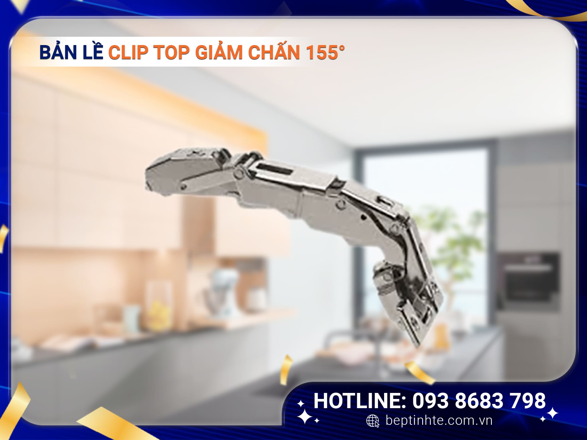 Bản lề CLIP TOP giảm chấn 155° trùm nửa 71B7650