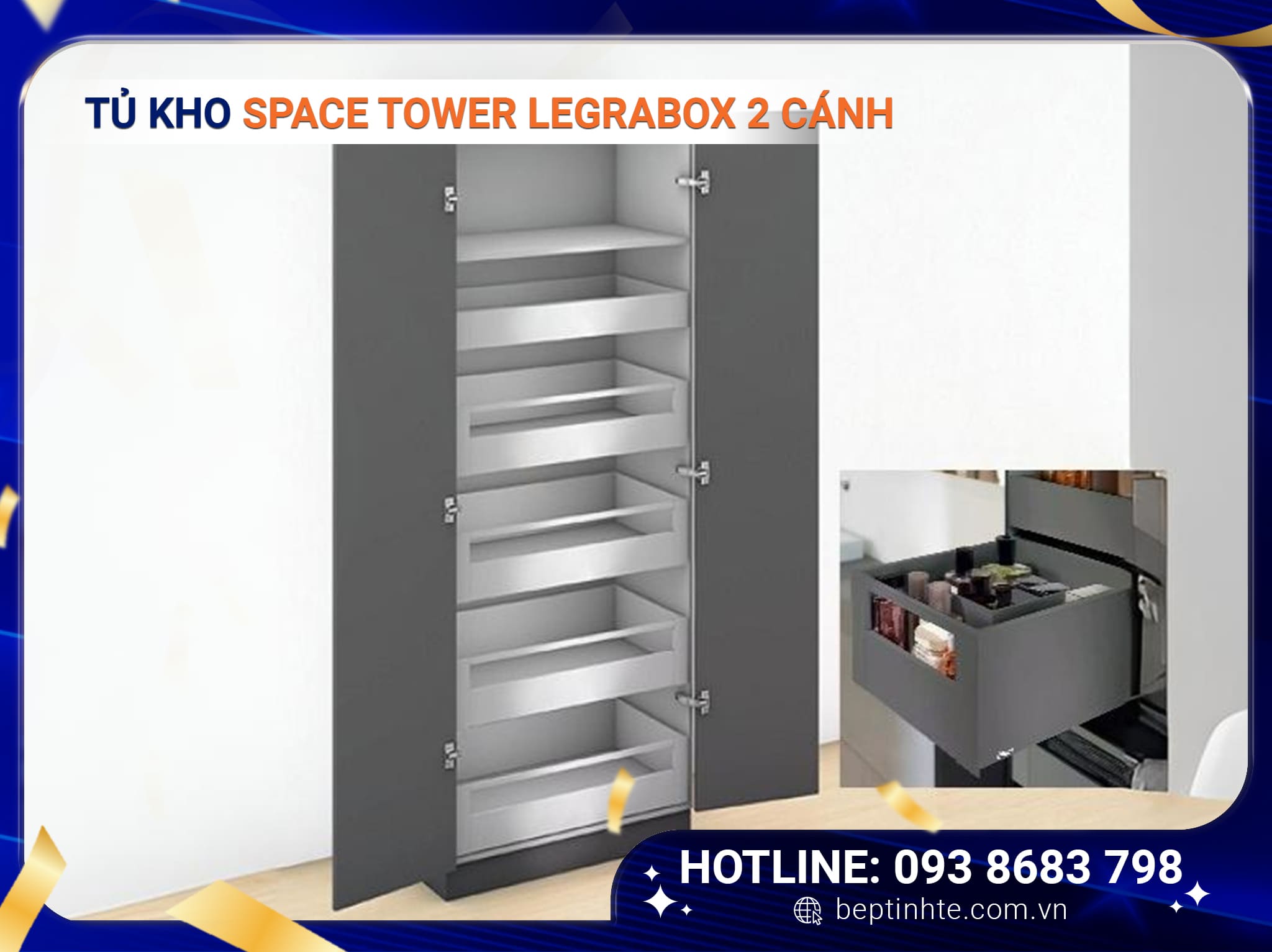 Tủ kho SPACE TOWER LEGRABOX 2 cánh màu xám 770X50S0S ST