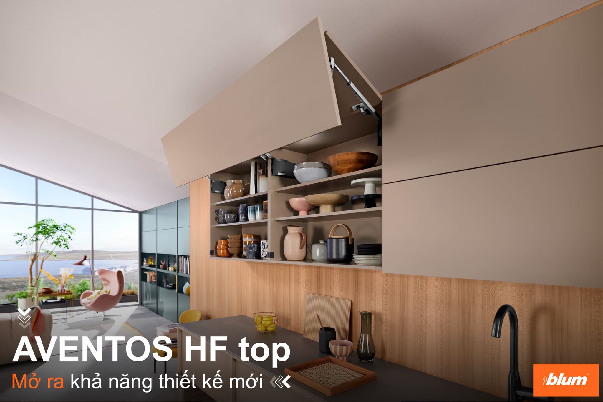 Tủ bếp Phụ kiện Blum - Tay nâng AVENTOS HF top